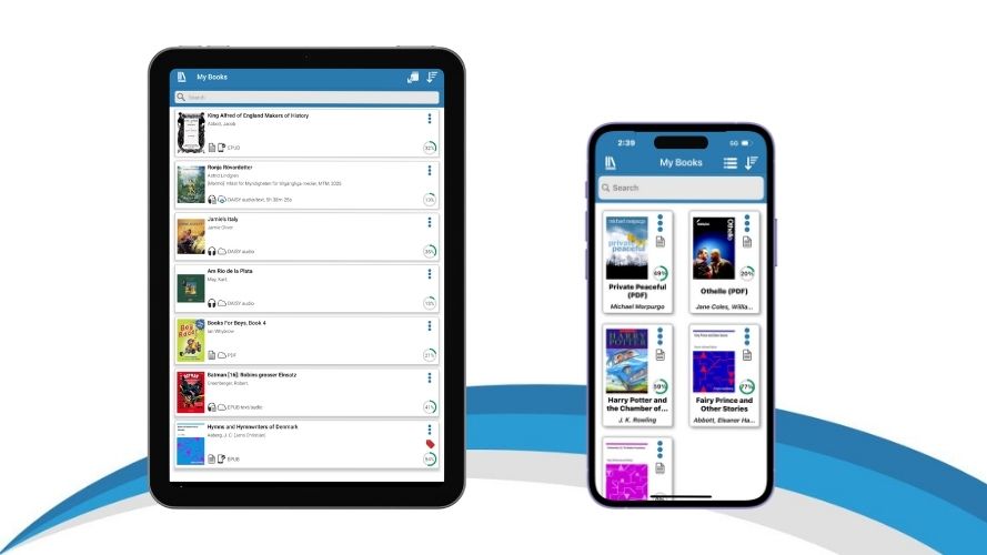 Screen showing book lists